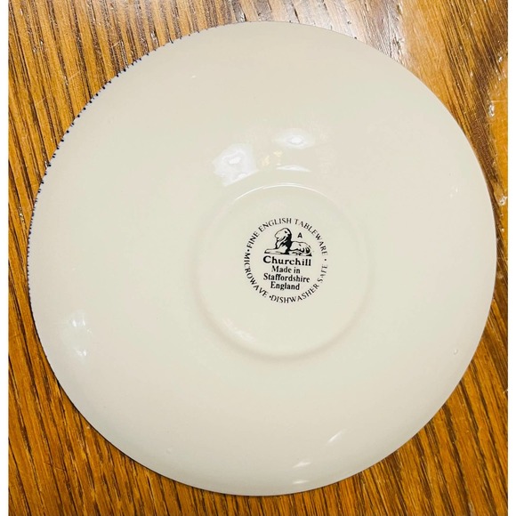 Vintage Blue Willow Ironstone Churchill Staffordshire of England Cup and Saucer - Picture 9 of 9